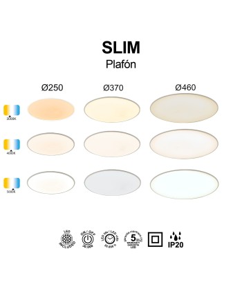 SLIM * PLAFÓN LED 25 CM - 3000K - BLANCO